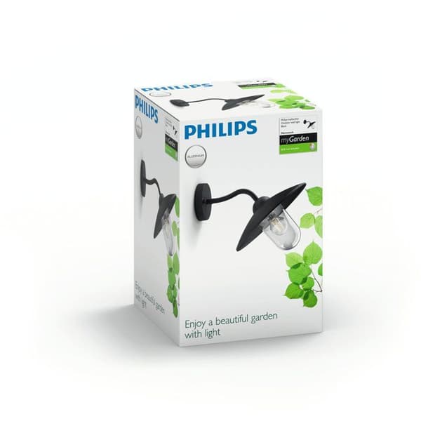 Udendørs væglampe - PHILIPS - Hamac - Sort Svart