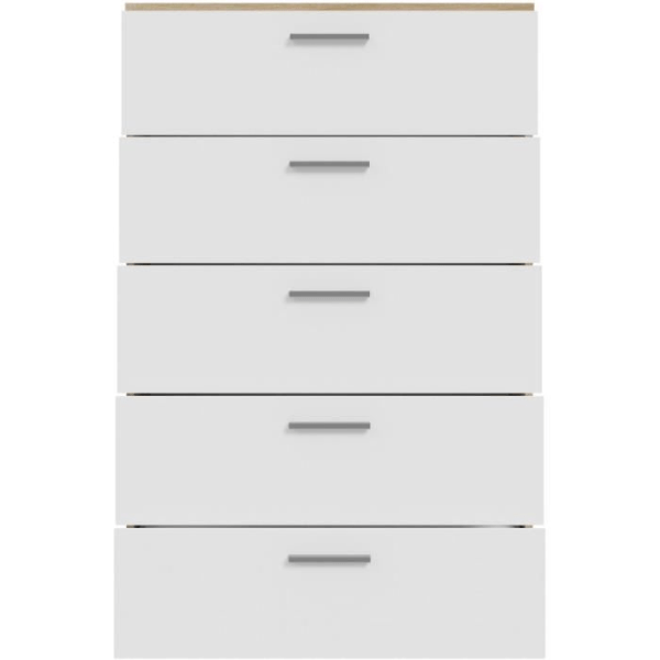 BASJANA byrå - 5 lådor - Sonoma ek och matt vit dekor - L80,2 x D41,3 x H123,8 cm