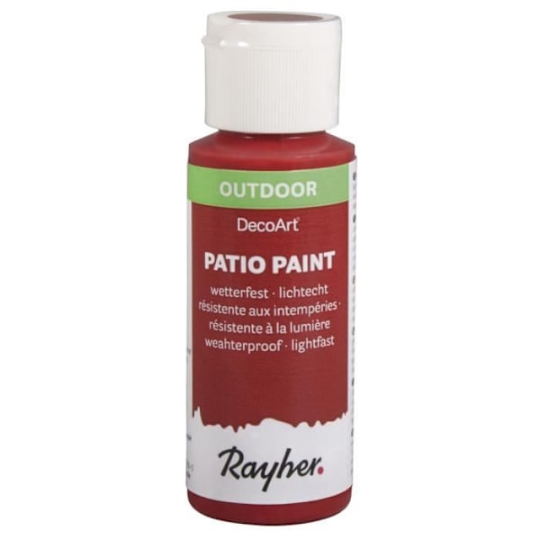 Acrylmaling - RAYHER - Patio Maling - Klassisk rød - 59 ml - Blank Klassisk röd