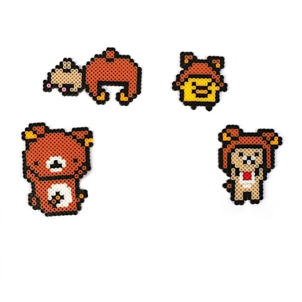 Mini Strygeperlesæt - Rilakkuma - 4 kawaii perlou-figurer - Brun/Flerfarvet Flerfärgad