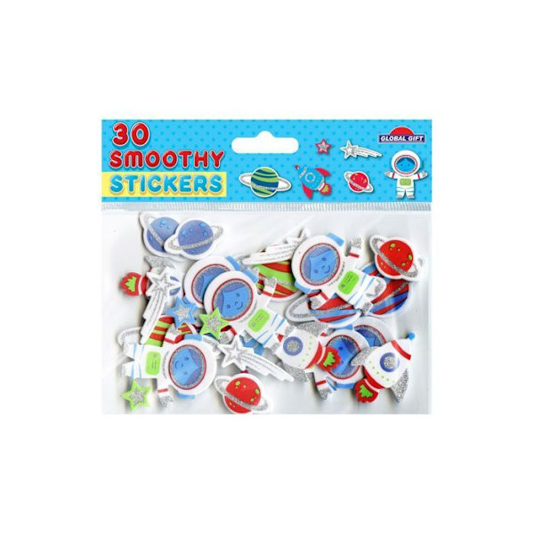 30 Stickers - EVA Foam - Astronaut - Glitter Flerfärgad