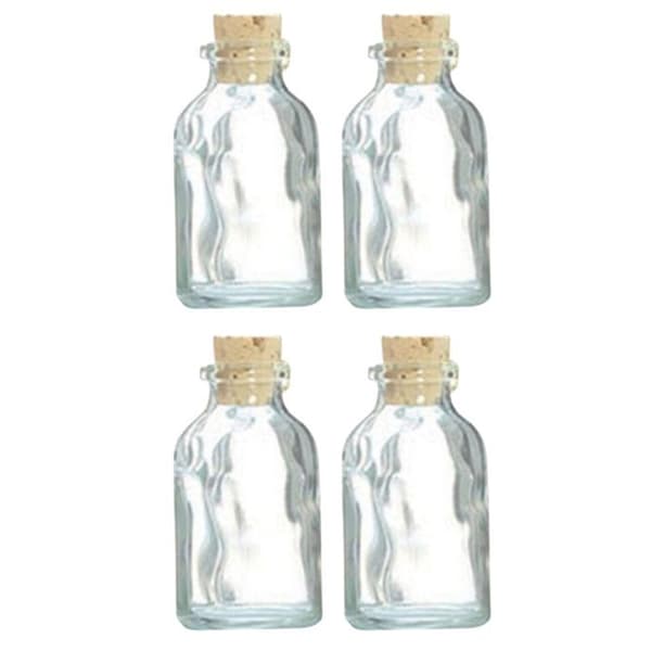 4 mini glasflaskor 6 cm med kork Transparent