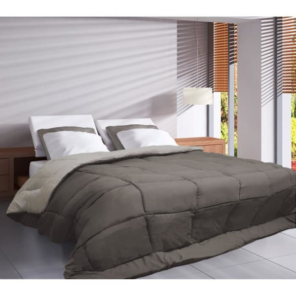 CALGARY Lämmin Mikrokuitupeitto 400g/m² Taupe & Pellava 240x260cm Taupe/Linne