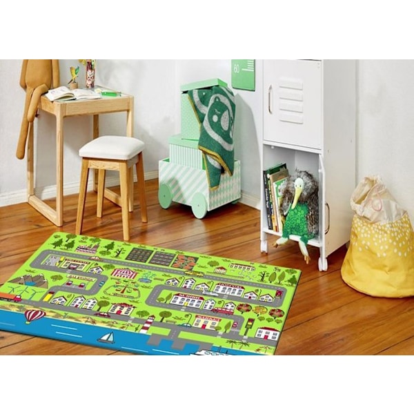Børnetæppe - MANI TEXTILE - City - 100x160 cm - Skridsikker - Kan maskinvaskes Flerfärgad