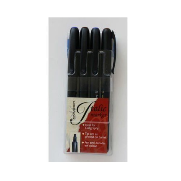 Calligraphy Markers - Manuscript - 4-pack - Musta - Ohut - Extra Suuri - Peittävä sort