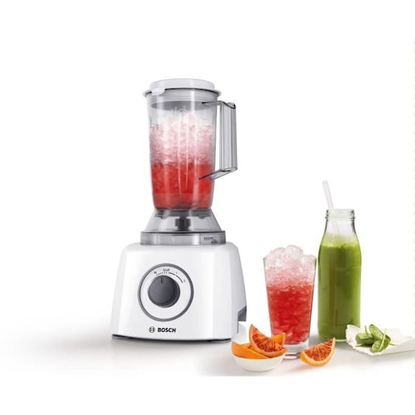 BOSCH MultiTalent3 multifunktionsrobot - Hvid - 800 W - 2 hastigheder og puls - 2,3 L røreskål - 1 L røreskål - 2 skiver