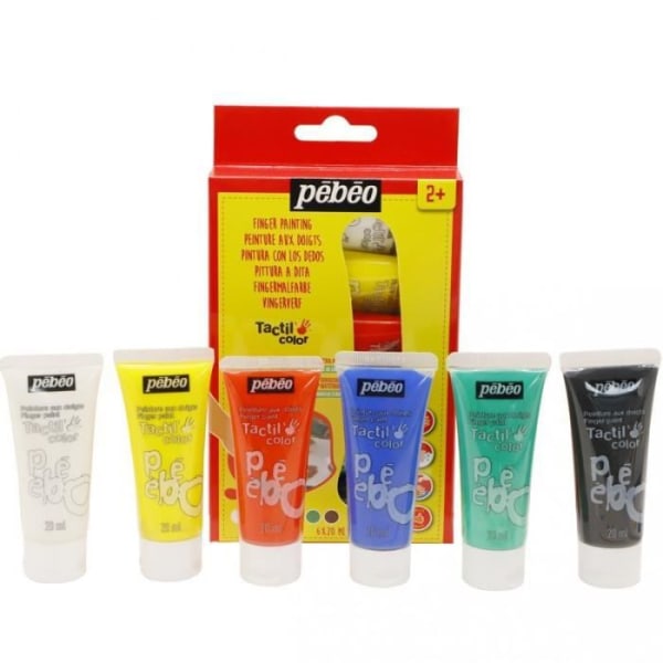 Vesivärit - Tactilcolor - Päävärit - 6 x 20 ml - Pehmeä tekstuuri - Ihanteellinen lapsille