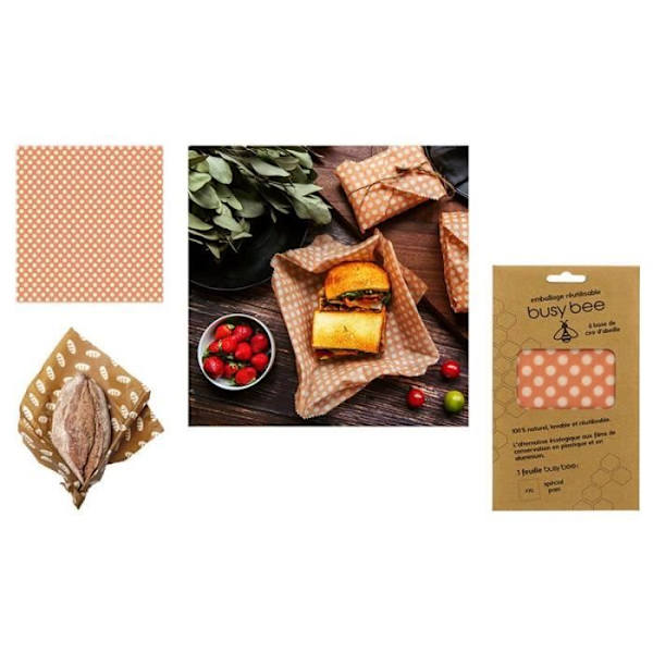 Återanvändbar bivaxmatinpackning för bröd - 35 x 66 cm Flerfärgad