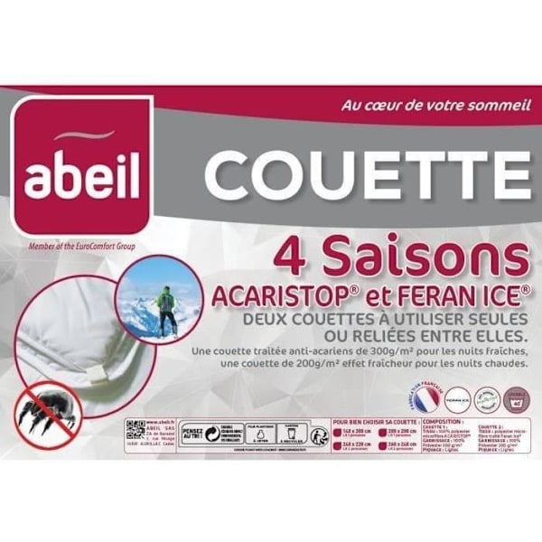 ABEIL Duvet 4 Seasons ANTI-MITES 140x200cm Vit