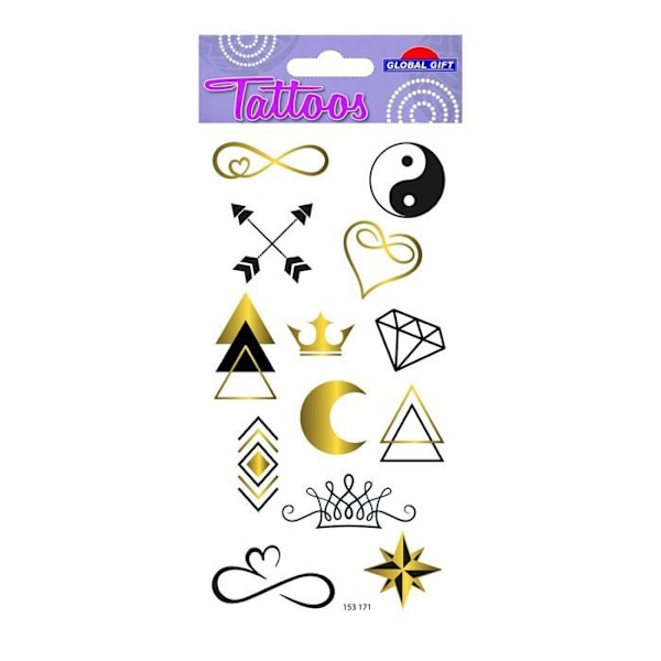 Midlertidige tatoveringer - Minimalistiske symboler - Sort & Guld gyllene