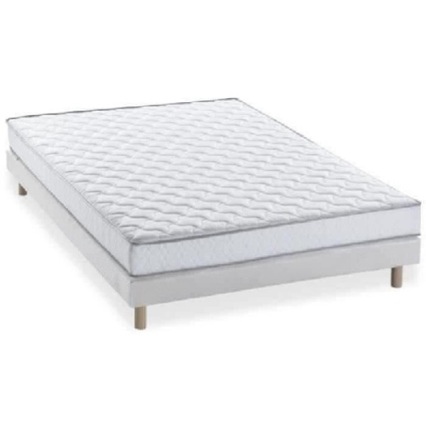 Madrass + resårsats 140 x 190cm - Memory foam - DEKO DREAM Koysi Vita och gråa flätor