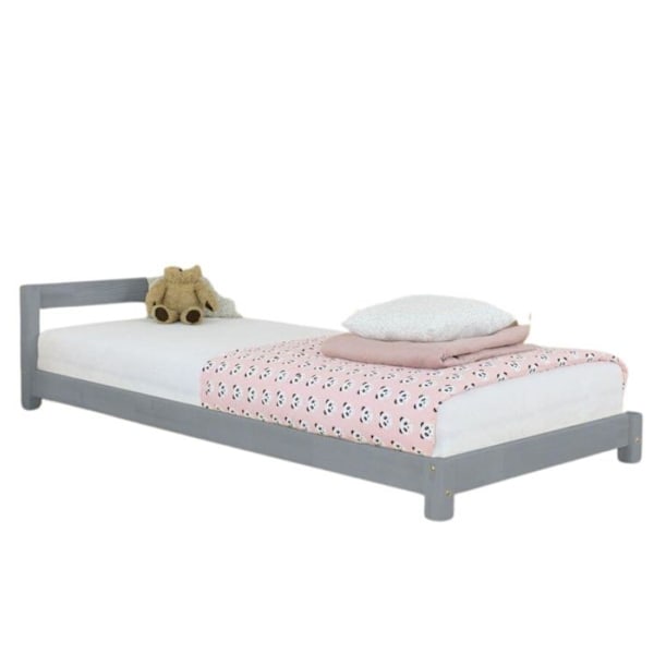 Ljust säng i trä - Benlemi - DRÖMSK - Grå - 90x200cm - 1 plats - Elegant design Grå