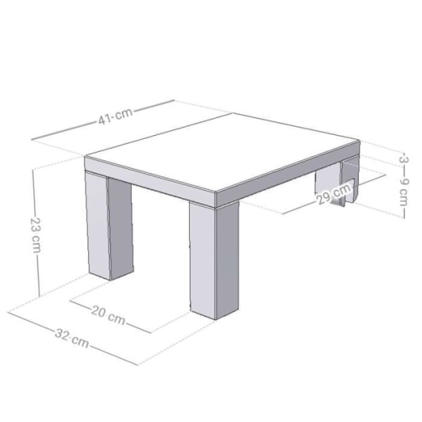 NANOC sängbord att fixa på sängen - Grå och naturlig träfärg - 33 x 32 x 41 cm