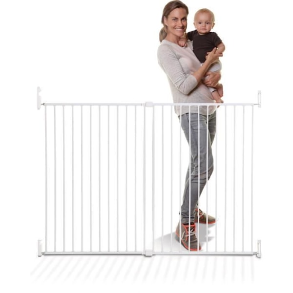 Dreambaby Broadway Gro-Gate erittäin leveä ja erittäin suuri turvaportti (sopii 76-134 cm), valkoinen Vit
