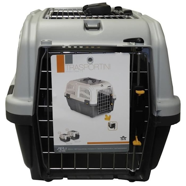 AIME Skudo transportkorg 55x36x35cm - För hundar och katter Mörkgrå och ljusgrå