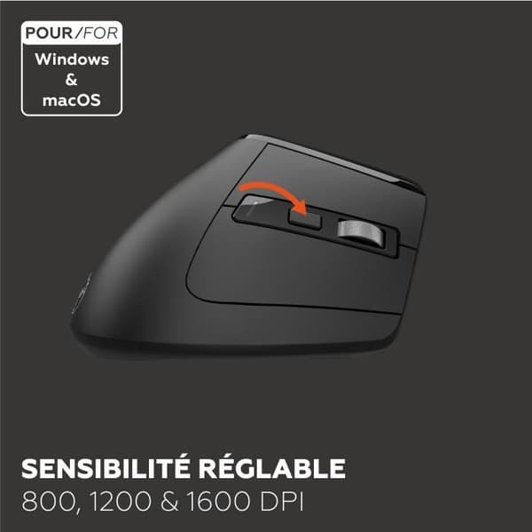 Ergonomisk mus - Trådløs - MOBILITY LAB - ML314259 - Sort Svart