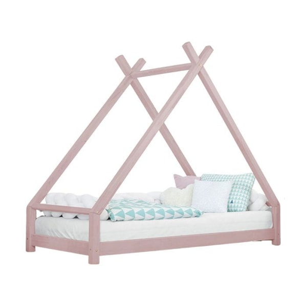 TAHUKA barn tipi säng 120 x 180 pastell rosa Rosa