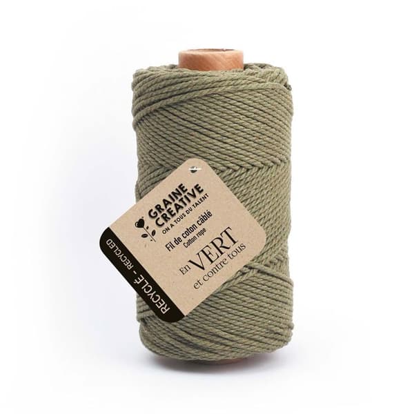 Återvunnet snott bomull Grön 100 m x 2 mm Grön