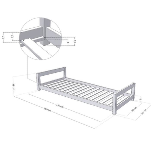 KIDDY barnsäng 90 x 190 pastellrosa