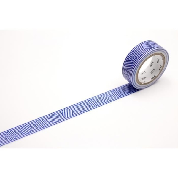 Masking Tape - MT - Linjer og Cirkler - Farve Blå - Klæbende Papier - 1 Stykke blå