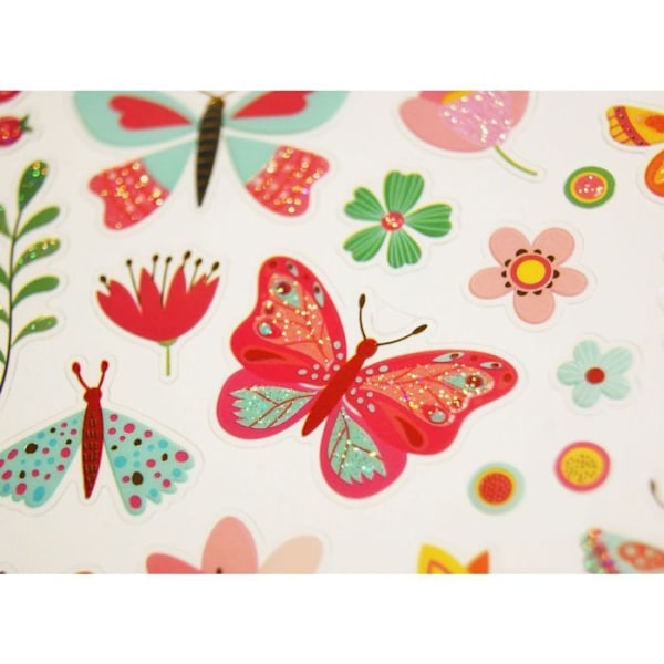 Autostickers - Foråret - Sommerfugle og blomster - Guld og glimmer Flerfärgad