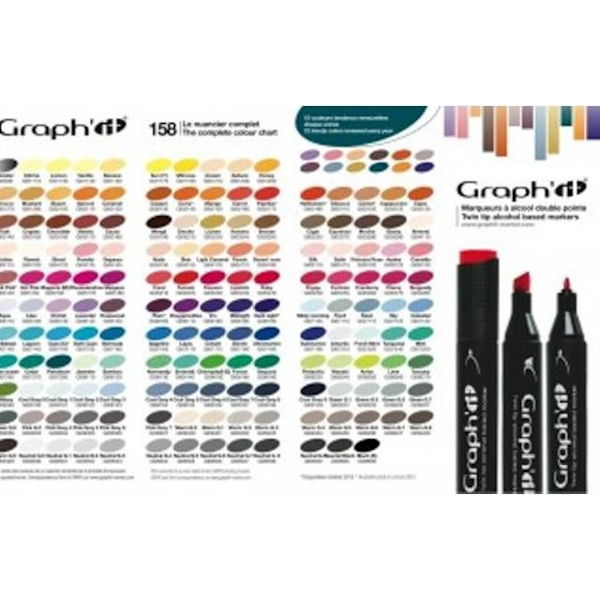 Markøretui - Graph'it - 165 markører - Dobbelt spids - Assorteret - Uudslettelig Flerfärgad