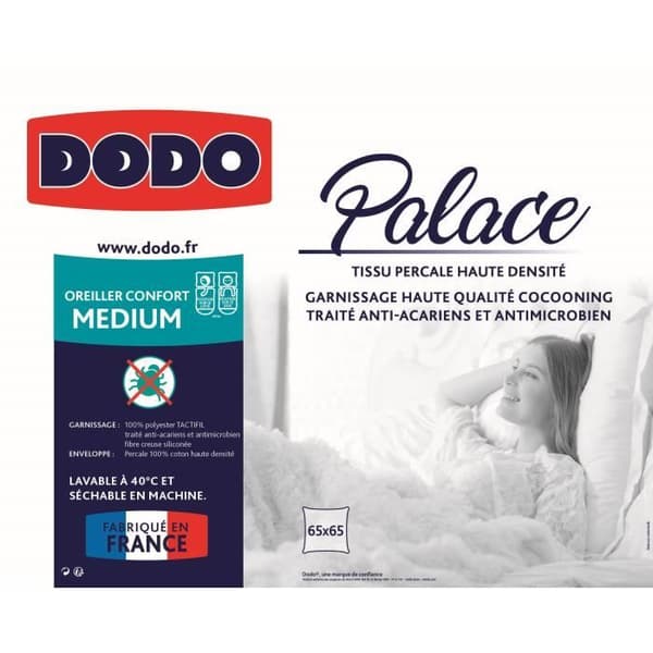 DODO Kudde Percale Antikvalster PALACE - 65 x 65 cm Vit