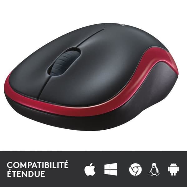 Hiiri - Langaton - Logitech - M185 - Punainen - Ambidextrinen