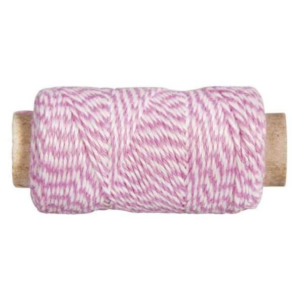 Tofarvet pink og hvid sejlgarn 35 m x ø 1 mm Rosa