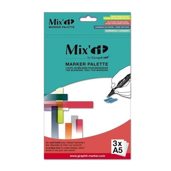 Mixing palette - Graph'It - Mix'it - 3 ark - Til alkoholmarkører - Advanced niveau Flerfärgad