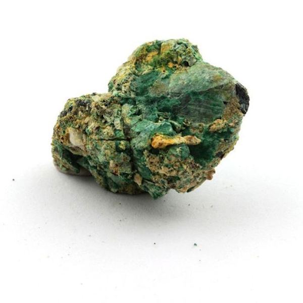Sten og mineraler. Bournonit + Bindheimit + Malakit. 118,95 øre. Combe Guichard, Prunières, Isère, Frankrig.