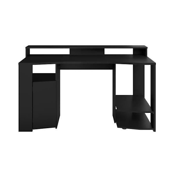 Lige LED gaming skrivebord - Sort - L 152 x D 61,5 x H 86,7 cm - Stort spilleområde - GAMING Svart