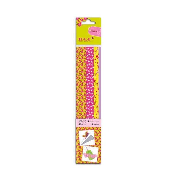 100 Quillingbander av 50 cm Japansk trädgård Grön, Rosa, Gul, Lila
