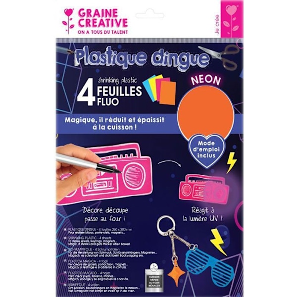 Plastique dingue A4 Fluo 4 ark Flerfärgad