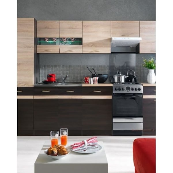 JUNONA Højskab 40 cm - 1 låge - Sonoma eg Sonoma ek, wenge