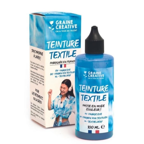 Tekstiilimaali - SEED CREATIVE ON A TOUS DU TALENT - 100 ml - Sininen - Tie ja muotiefekti Blå