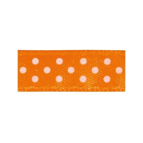 Satinbånd med orange og hvide prikker 9,5 mm x 10 m - Orange 9,5 mm x 10 m Oranssi