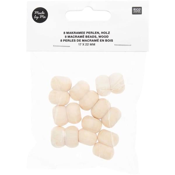 8 pyöreää tuplahelmeä - luonnonpuuta - 22 mm brun