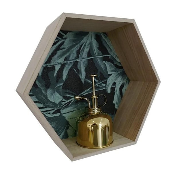 Hexagonal hylde i træ 30 x 26 x 10 cm Beige