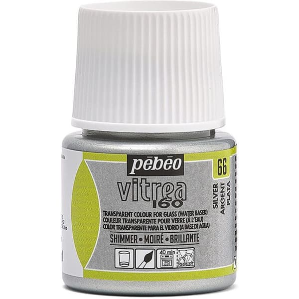 Glasfarve - PEBEO - V160 - 45 ml - Sølv marmorering - Marmoreringseffekt Argent moiré