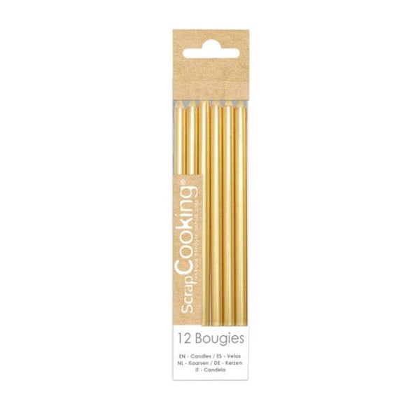 Lange lys - Klassisk - Guld - 12 cm - 12 stk gyllene