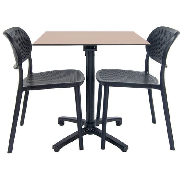 Beige hopfällbart bord + 2 stolar för terrass beige
