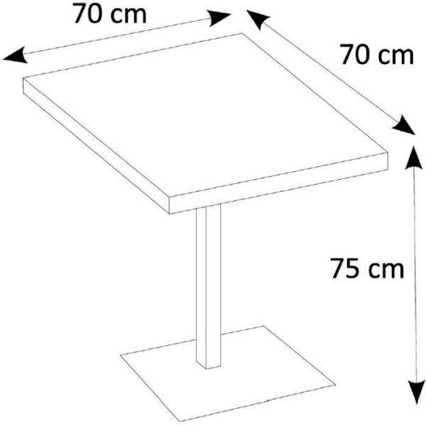 QUADRATO enkelt spisebord - 4 personer - Eg og sort melamin - L70 x H75 x D70 cm Artisan Ek / Svart