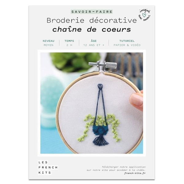 Franske sæt sy- og broderisæt - Hjertekæde - Medium niveau - 7 stk Flerfärgad