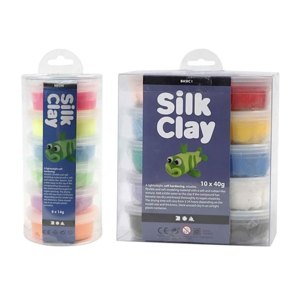16 Silk Clay -muovailupastaa Flerfärgad