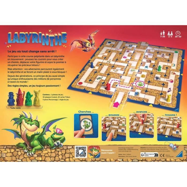 Labyrint - Ravensburger - Familiebrætspil - Skattejagt i en bevægende labyrint - Fra 7 år Gul