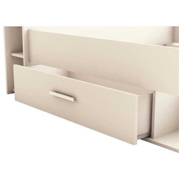 DEMEYERE Moderne perlehvid voksenseng + sengegavl - L 160 x L 200 cm - OXYGEN Pärlvit
