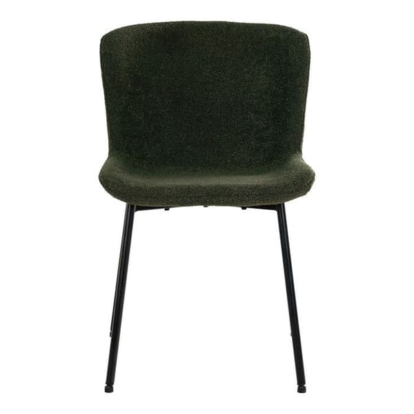 Stol - HOUSE NORDIC - Maceda - Mørkegrøn - Boucle polyester - Sorte metalben Grön
