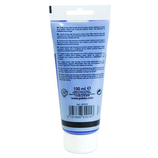 Akrylfärg - Pébéo - Studio - Mörk Ultramarinblå - 100 ml - Satin Mörk ultramarinblå