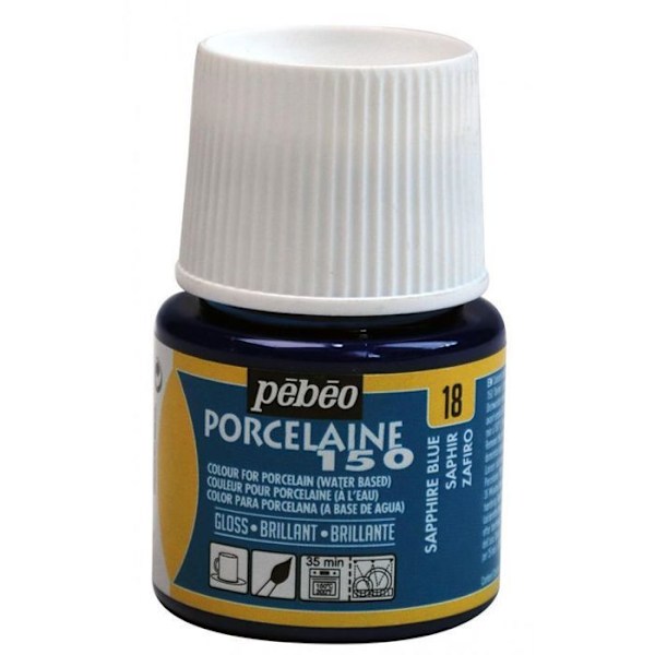 Porcelænsmaling - Pébéo - 150 Brilliant Saphir N°18 - 45ml - Skinnende farver - Bagning ved 150°C Grön